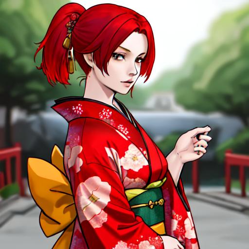 Woman in a Kimono with Red Hair