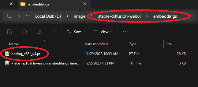 Download a .pt file to stable-diffusion-webui\embeddings