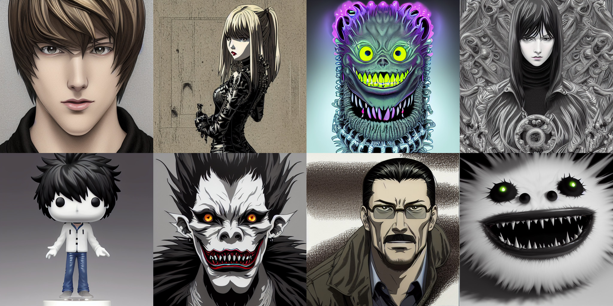 Draw you in death note manga anime style character with shinigami