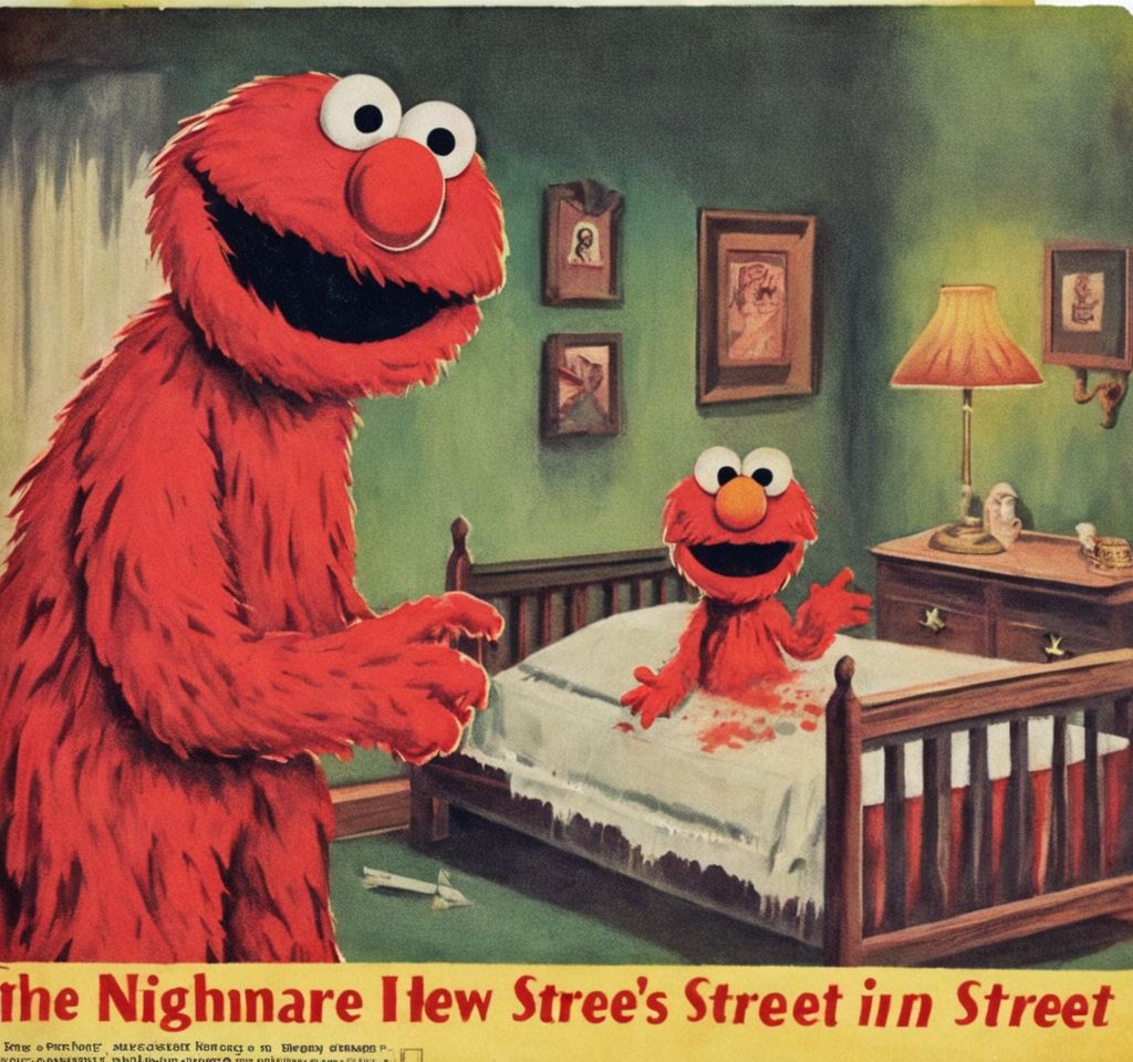 00127-20230906113509-7779-A horror illustration of a Nightmare in Elmo's street   VintageMagStyle _lora_SDXL-VintageMagStyle-Lora_1_.jpg