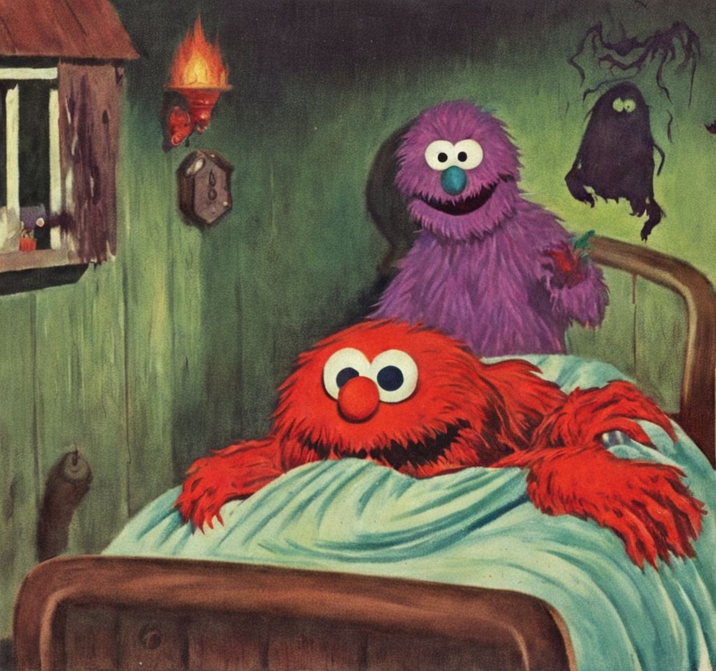 00128-20230906113509-7780-A horror illustration of a Nightmare in Elmo's street   VintageMagStyle _lora_SDXL-VintageMagStyle-Lora_1_.jpg