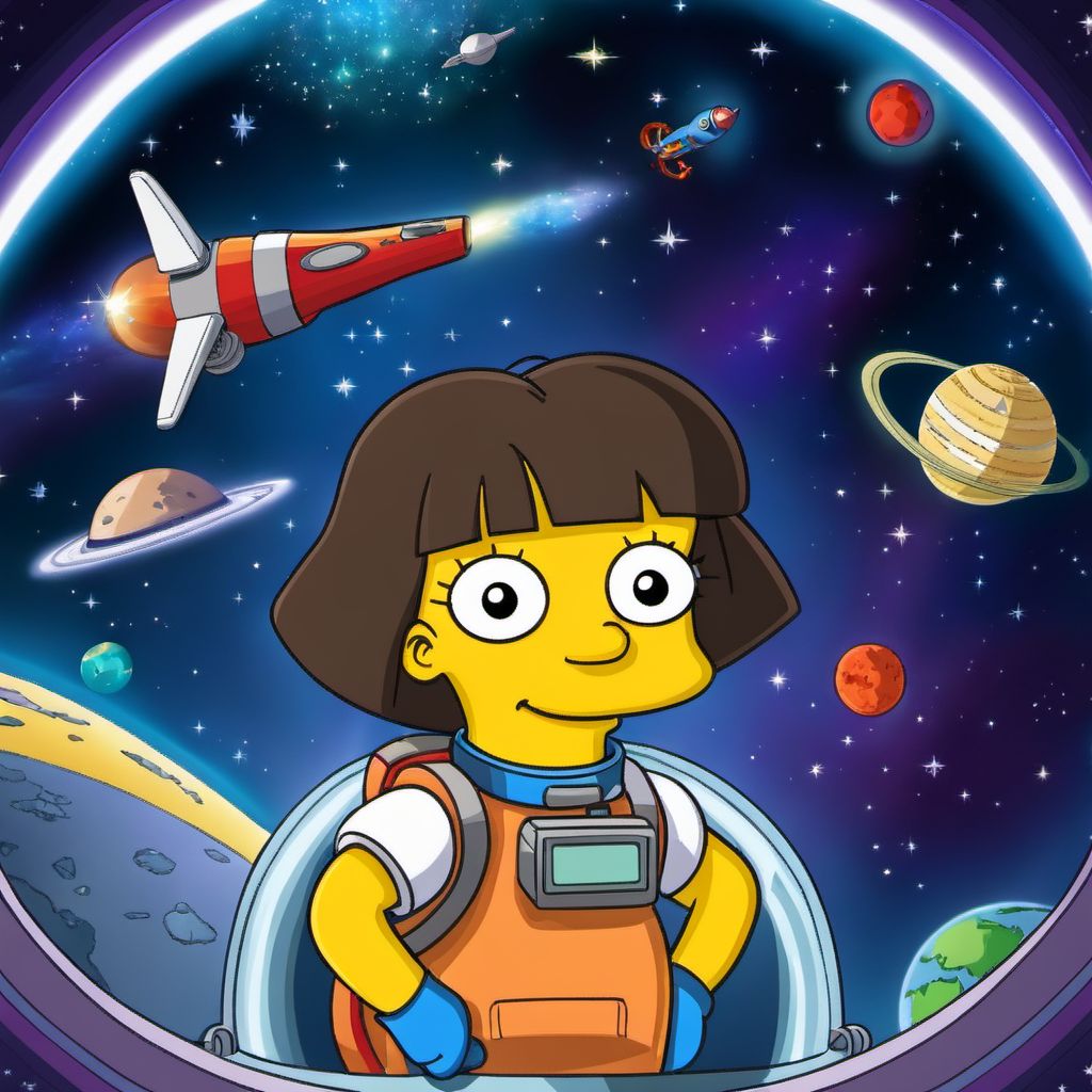Dora the space explorer, simpstyle , Very detailed, clean, high quality, sharp image