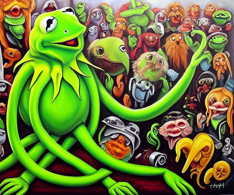 00089-1665116094-A painting of  Cthulhu as kermit the frog, very detailed, clean, high quality, sharp image, based on H.P Lovecraft stories.JPG