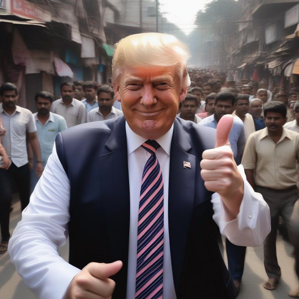 Trump Thumbs Up in India