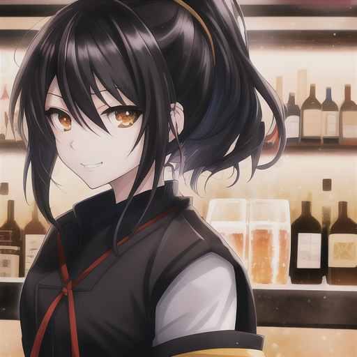 00115-3758118950-[[art by yaguru magiku]], A teenage girl wearing a black uniform, angry smile, in the style of Kyoto Animation in the 2010s, off.png