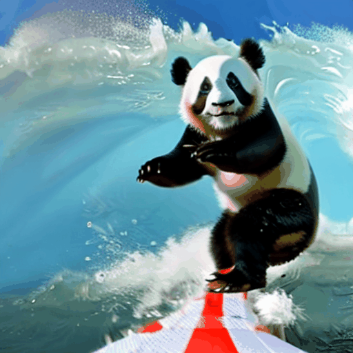 A panda is surfing.gif