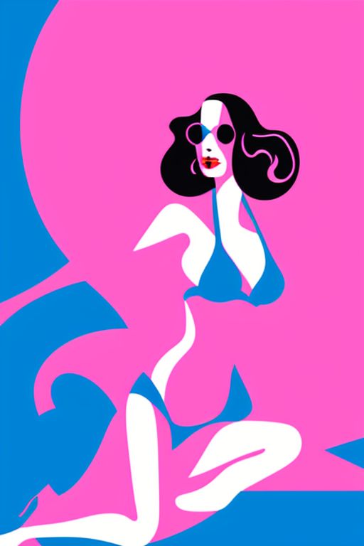 01889-1353023604-illustration of a beautiful girl in a pink bikini on a solid blue background in MalikaFavre style.jpg