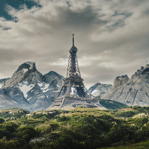 Eiffel tower in Torres del Paine landscape