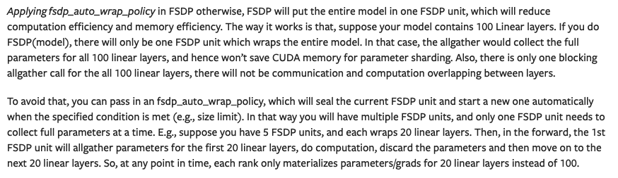 Importance of FSDP Auto Wrap Policy