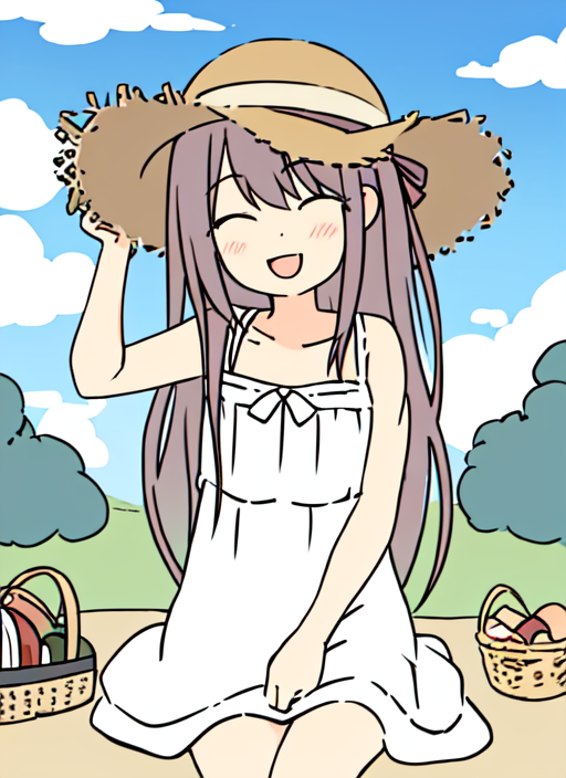 a happy girl having a picnic