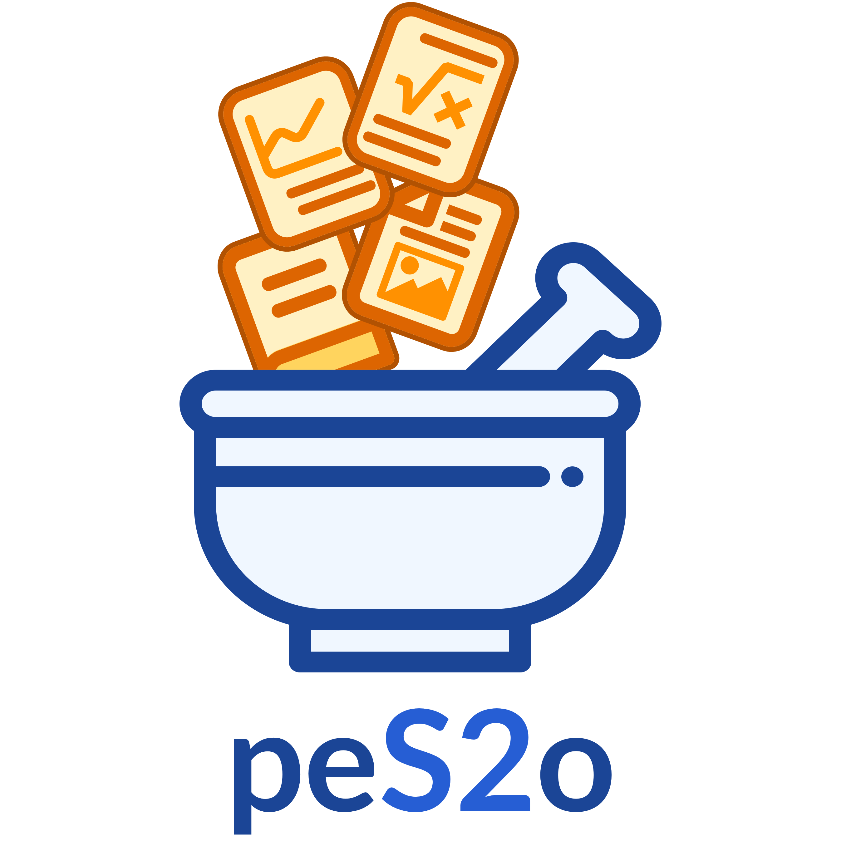 peS2o logo. It's a picure of a mortar and pestle with documents flying in.