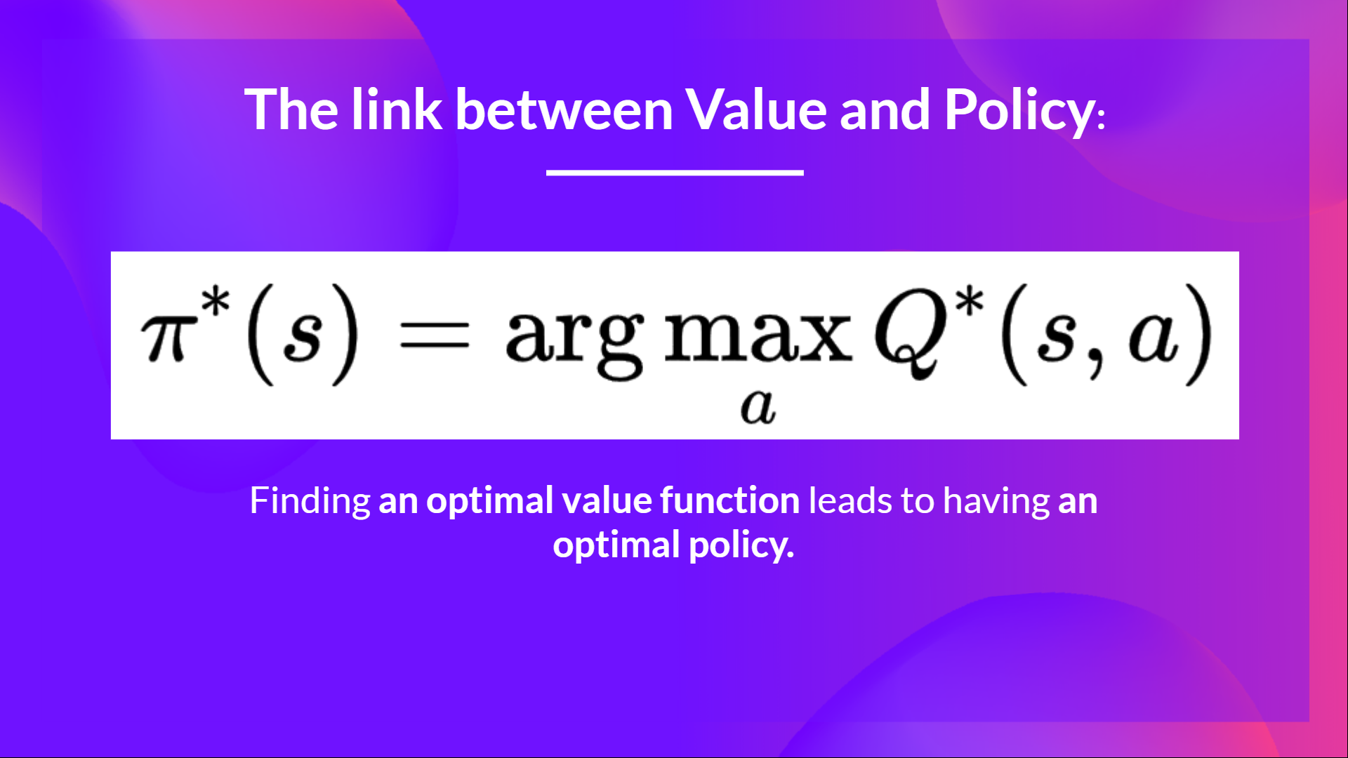 Link between value and policy