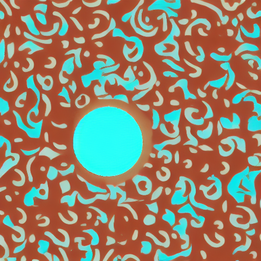 cyan circle with brown floral background