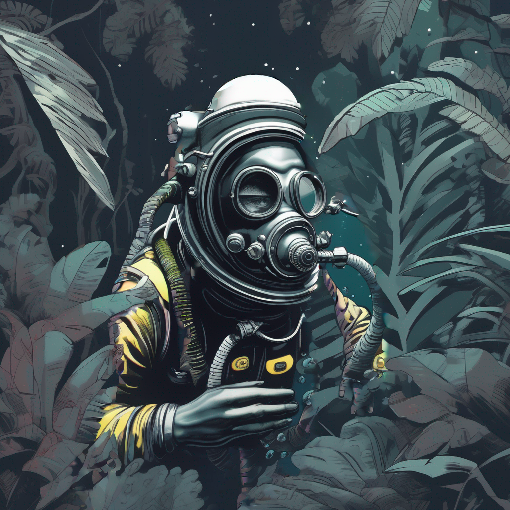 generated image of a deep sea diver in a jungle