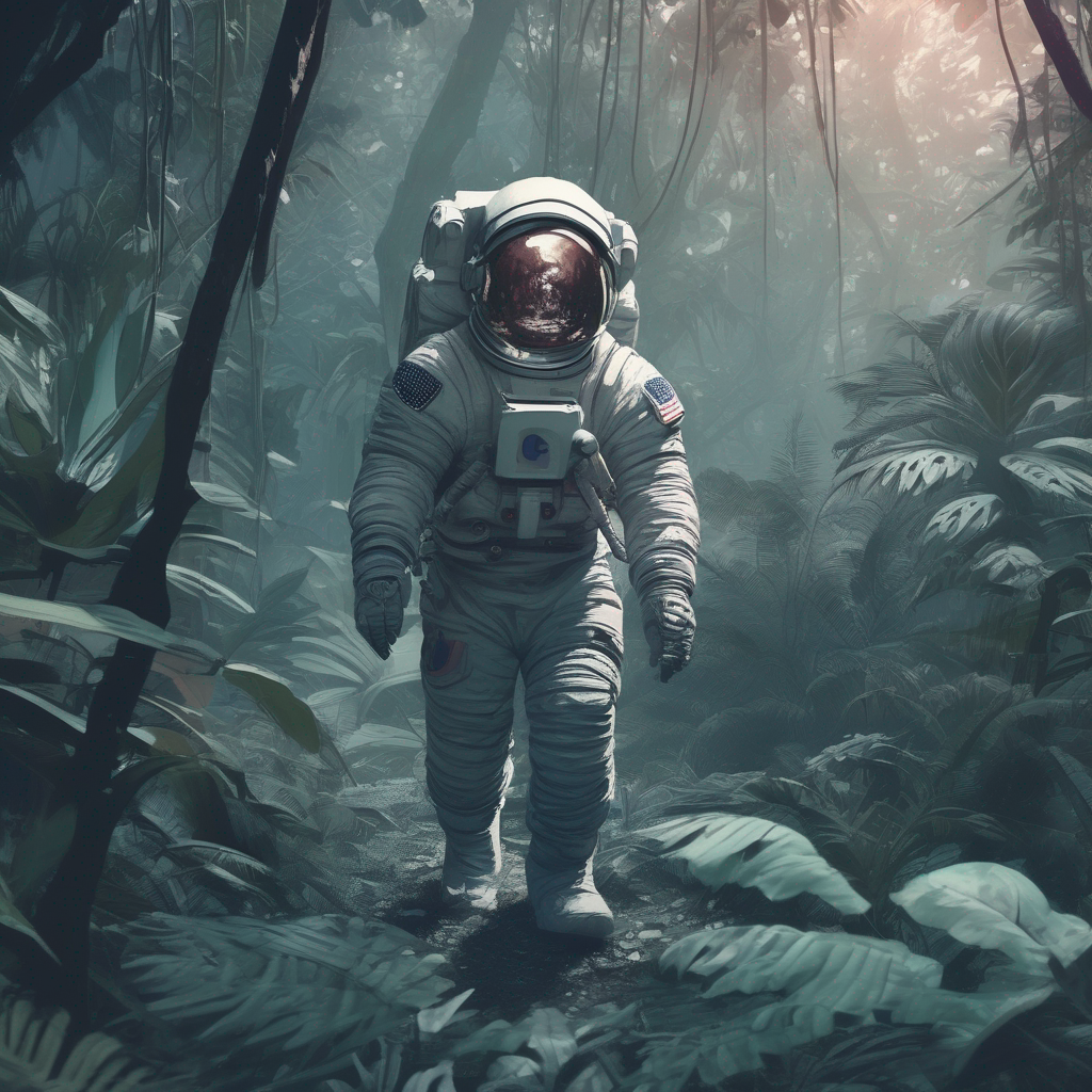 generated image of an astronaut in a jungle