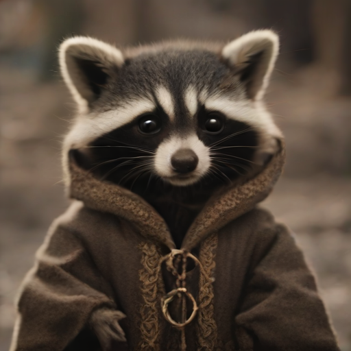 generated image of a racoon in a robe