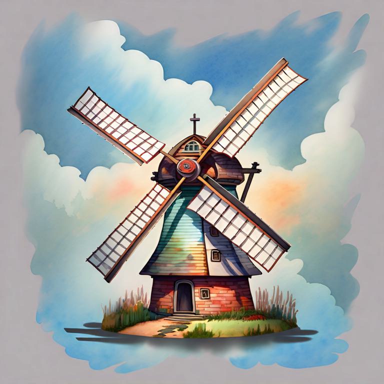 Handpainted watercolor windmill, hand-painted.jpg