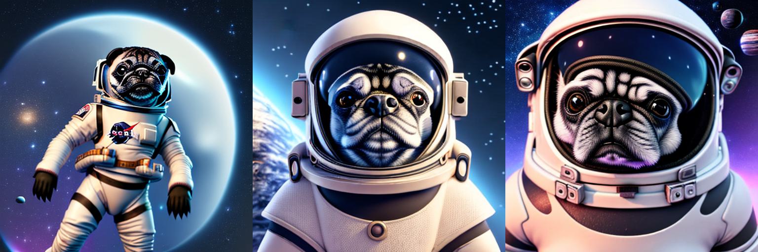 Photo of cute puggieace dog as an astronaut, space and planet in background, ultra realistic, concept art, intricate details, highly detailed, photorealistic, octane render, 8 k, unreal engine. art by artgerm and greg rutkowski and charlie bowater, trending on artstation