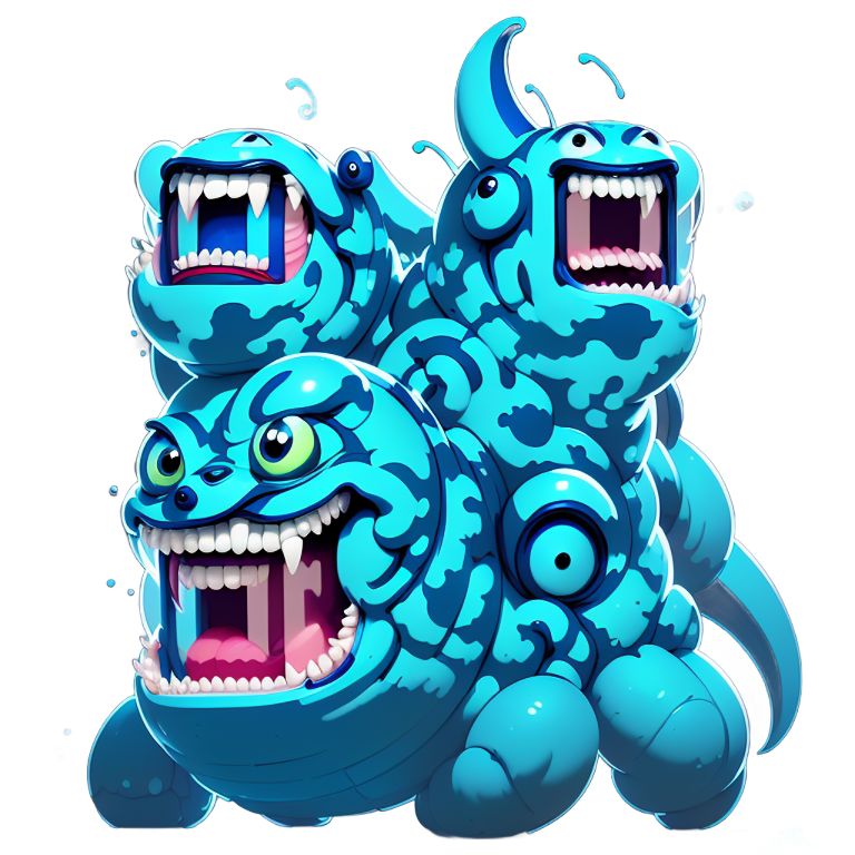 QR code in shape of a blue monster, reading "https://qrcode.monster"