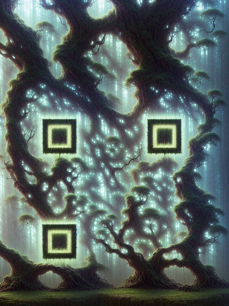 QR code in shape of a tree, reading "https://qrcode.monster"