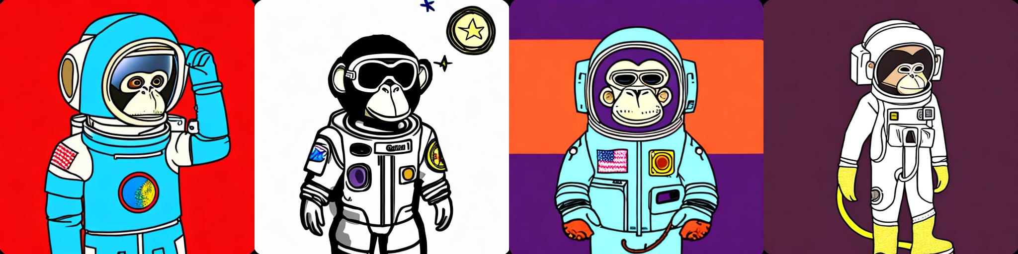 a drawing of drawbayc monkey dressed as an astronaut