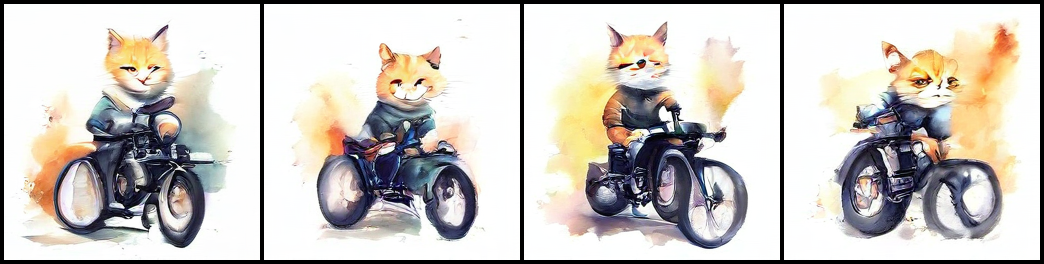 watercolor of a cute cat riding a motorcycle_cfg_7_seed_11.png