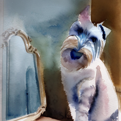 ddpm_sega_watercolor_painting_a_cat_sitting_next_to_a_mirror_plus_dog_minus_cat.png