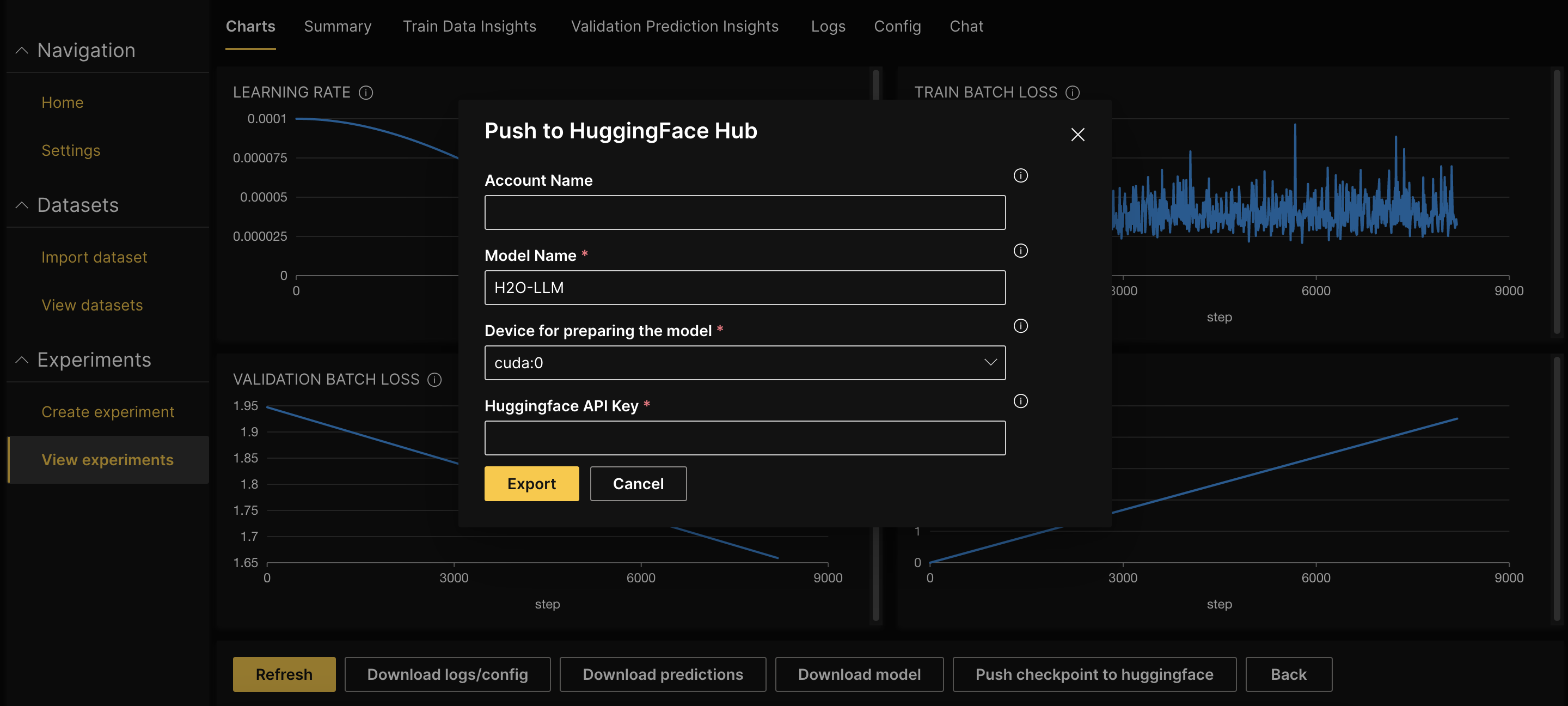 export model to hugging face